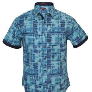 4X St. Patrick Blue Microfiber Short Sleeve Shirt 4XL